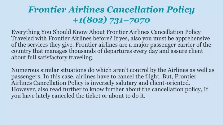 PPT - Frontier Airlines Cancellation Policy PowerPoint Presentation ...