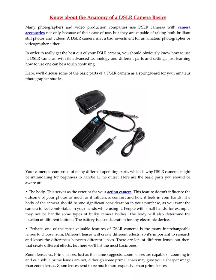 PPT - Know about the Anatomy of a DSLR Camera Basics PowerPoint ...