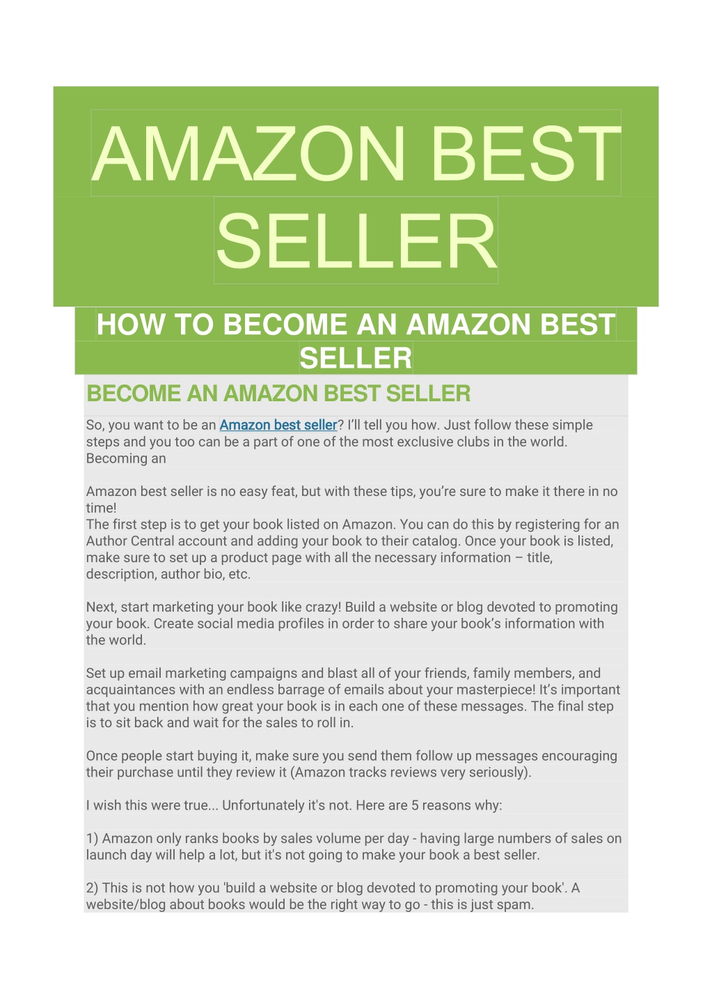 PPT - How to become an Amazon best seller PowerPoint Presentation, free