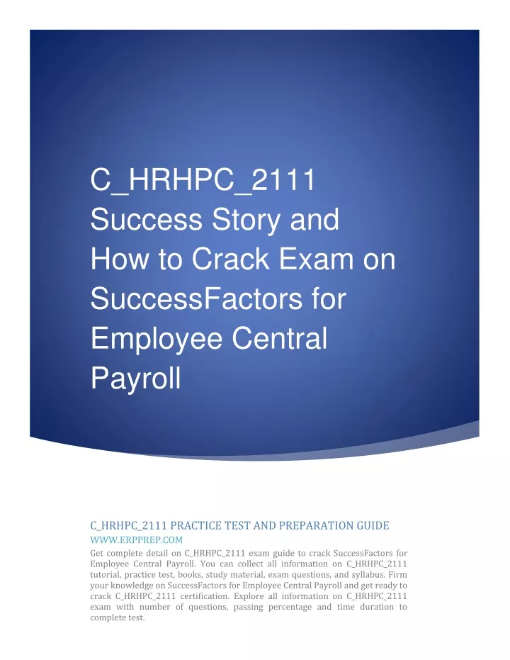 C-HRHPC-2211 Prüfungsvorbereitung