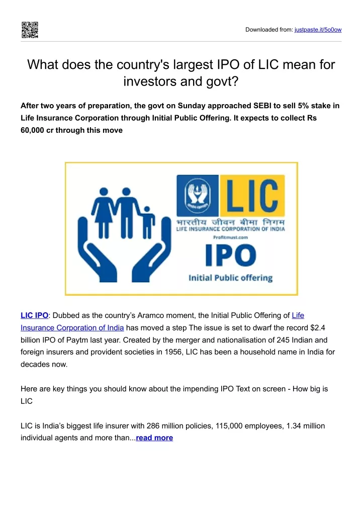 ppt-what-does-the-country-s-largest-ipo-of-lic-mean-for-investors-and