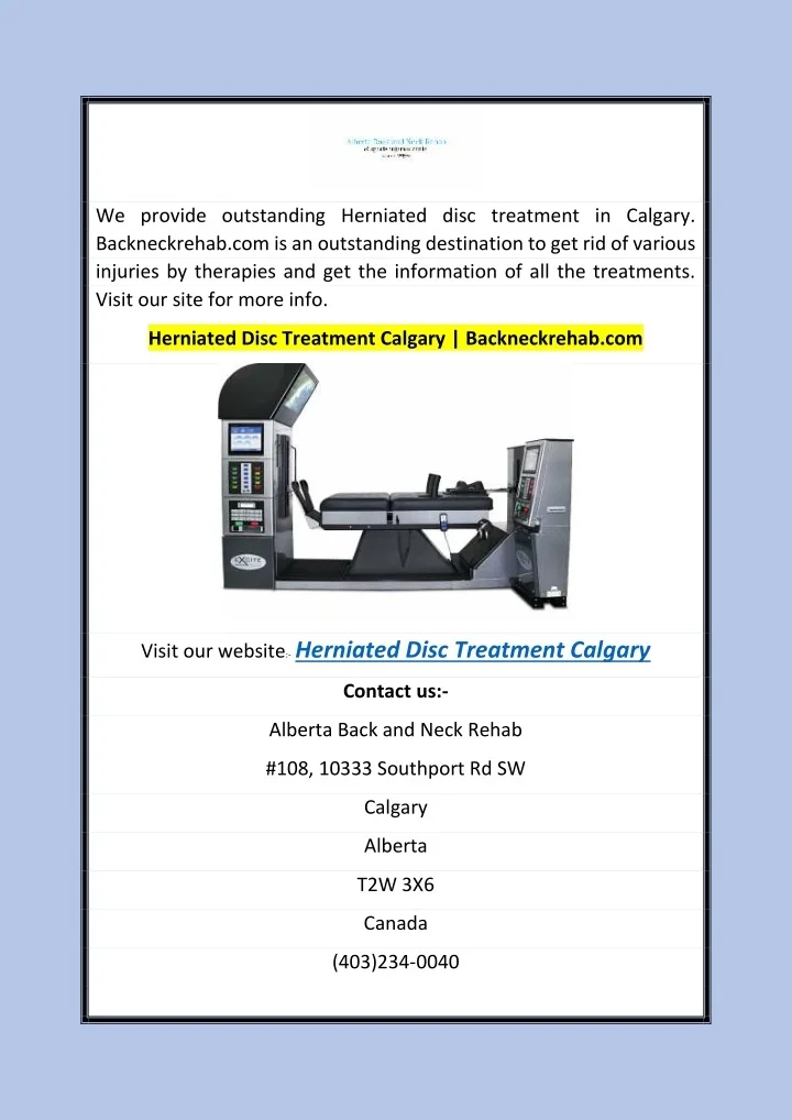 PPT Herniated Disc Treatment Calgary PowerPoint
