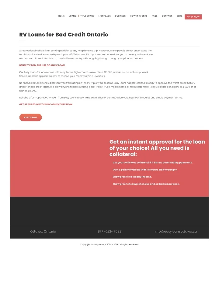 PPT RV Loans for Bad Credit Ontario PowerPoint Presentation, free