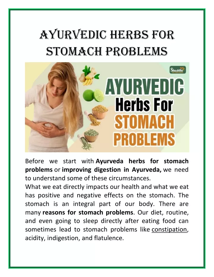 PPT Ayurvedic Herbs For Stomach Problems PowerPoint Presentation