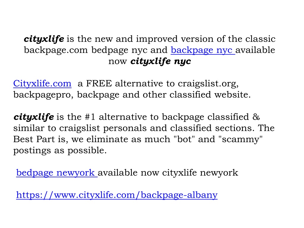 PPT - Bedpage nyc alternatives cityxlife nyc PowerPoint Presentation, free  download - ID:11154291