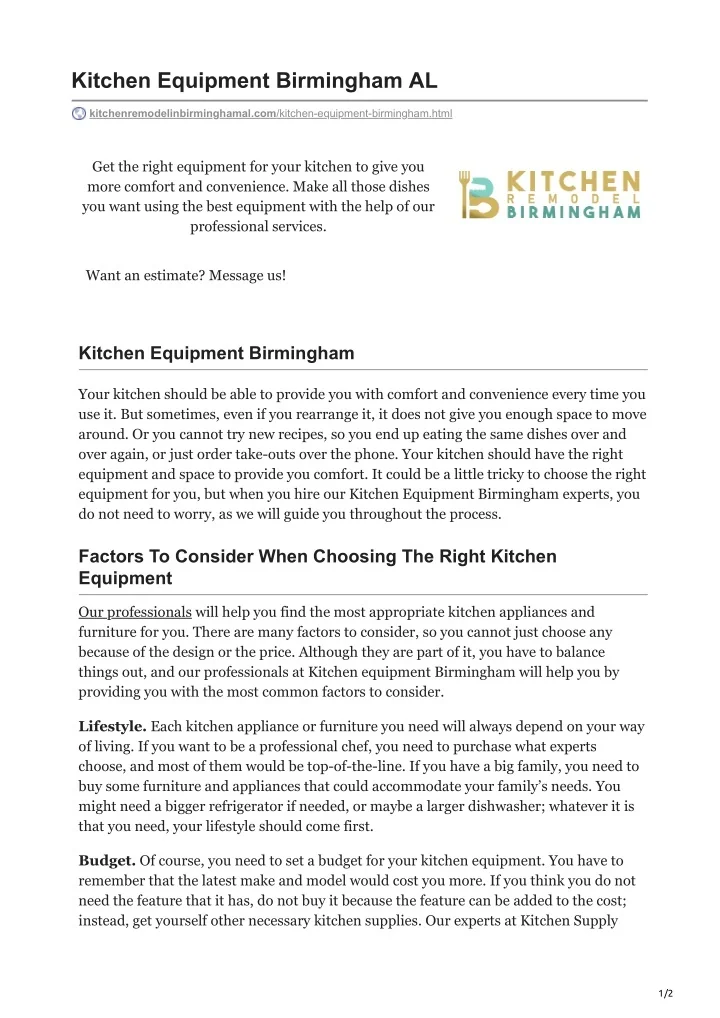 PPT Kitchen Equipment Birmingham PowerPoint Presentation, free