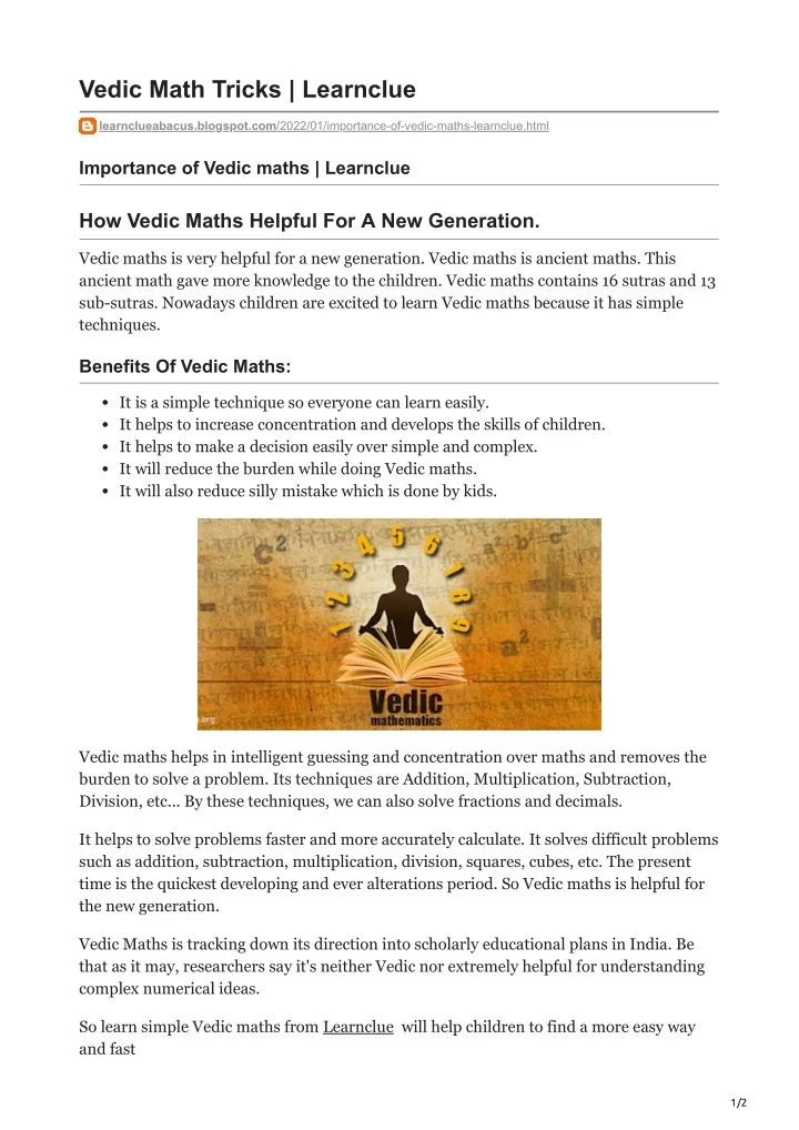 PPT Vedic Math Classes Near Me Learnclue PowerPoint Presentation, free download ID11156670