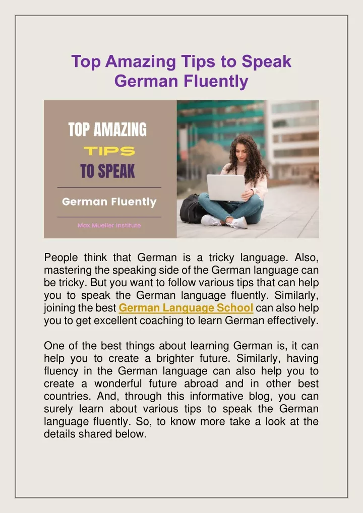 Ppt Top Amazing Tips To Speak German Fluently Powerpoint Presentation Id 11157430