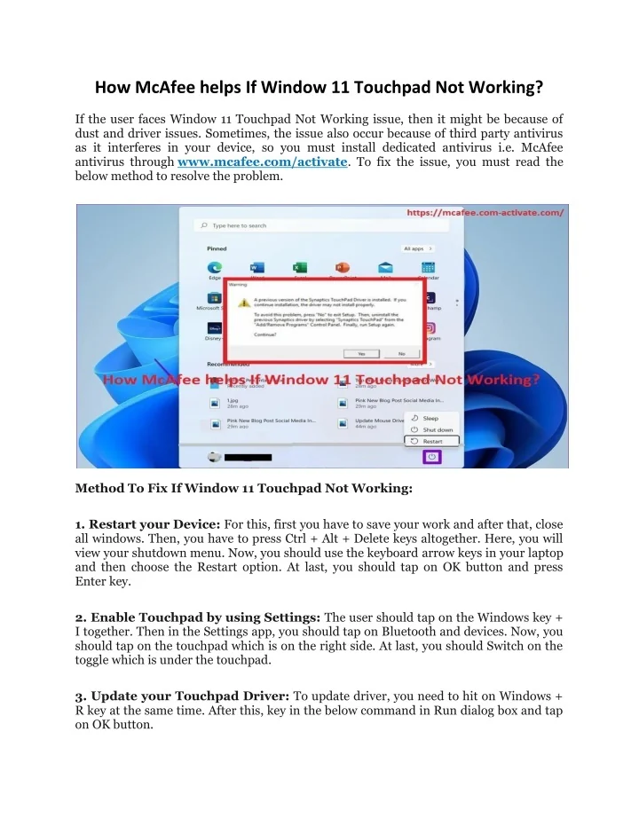 PPT How To Resolve If Window 11 Touchpad Not Working With Mcafee 