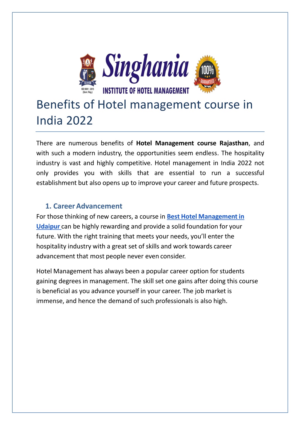 PPT Benefits Of Hotel Management Course In India 2022 PowerPoint PPT Benefits Of Hotel Management Course In India 2022 PowerPoint