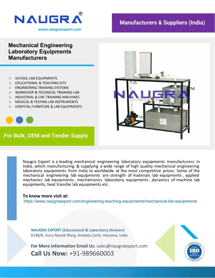 PPT Mechanical Engineering Laboratory Equipments Manufacturers