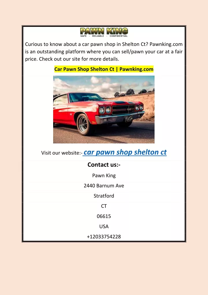 Ppt Car Pawn Shop Shelton Ct Powerpoint Presentation