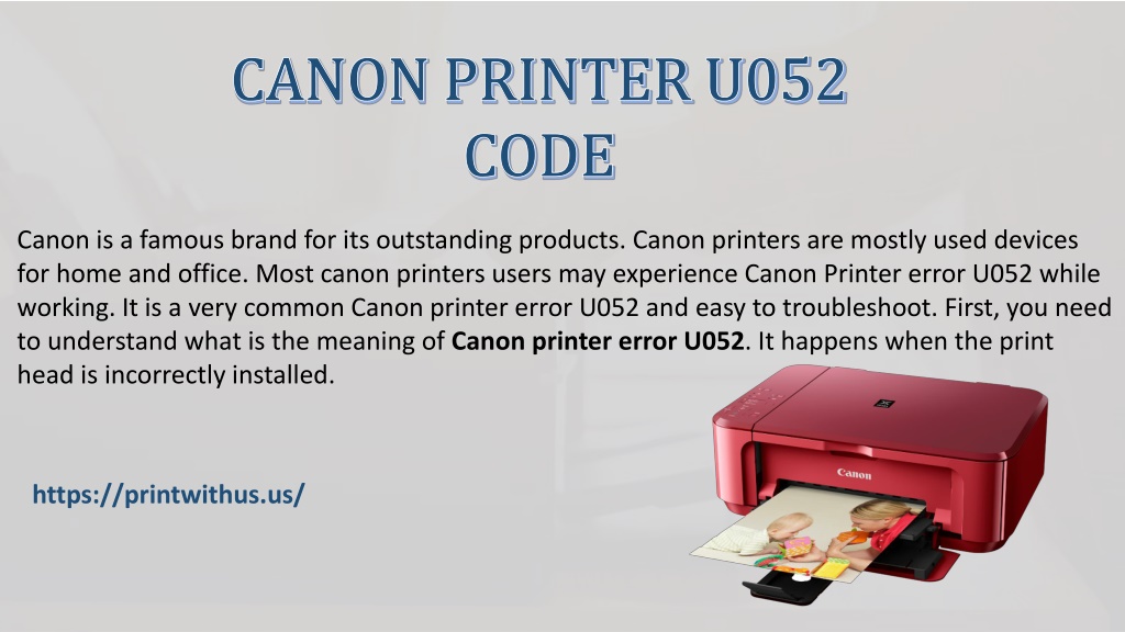 Ppt Solutions To Fix Canon Printer Error U052 Powerpoint Presentation Id11160633 