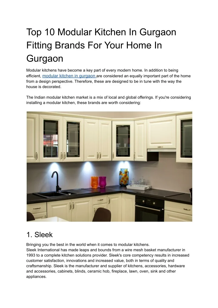 PPT Top 10 Modular Kitchen In Gurgaon Fitting Brands For Your Home In