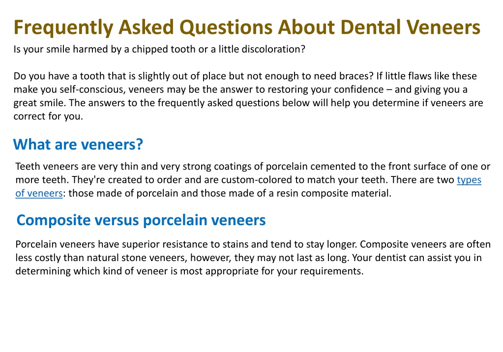 PPT - Frequently Asked Questions About Dental Veneers PowerPoint ...