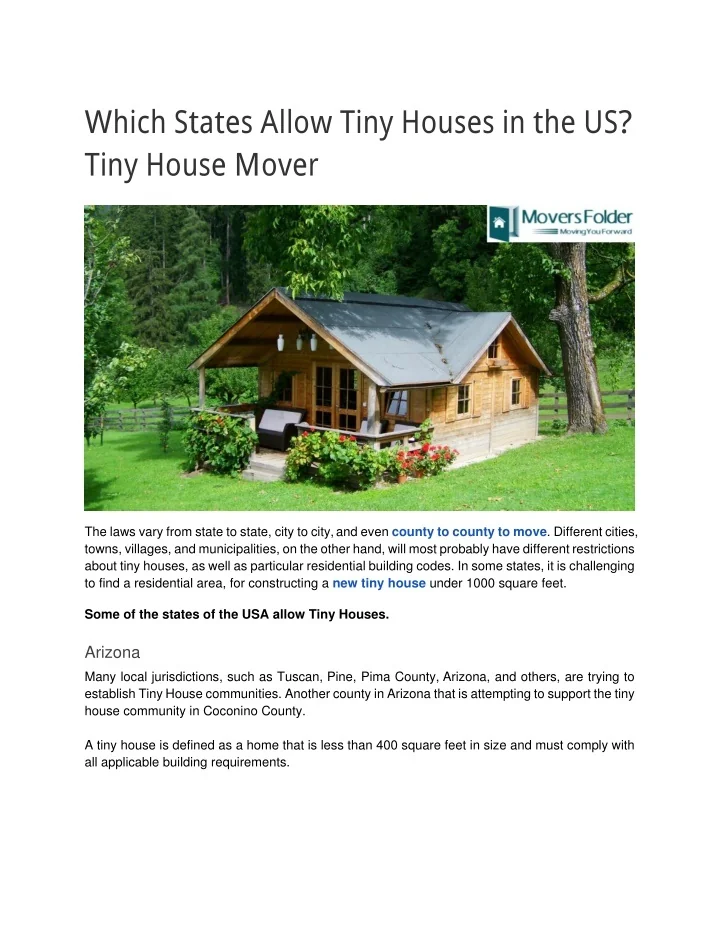 PPT Which States Allow Tiny Houses in the US_ Tiny House Mover
