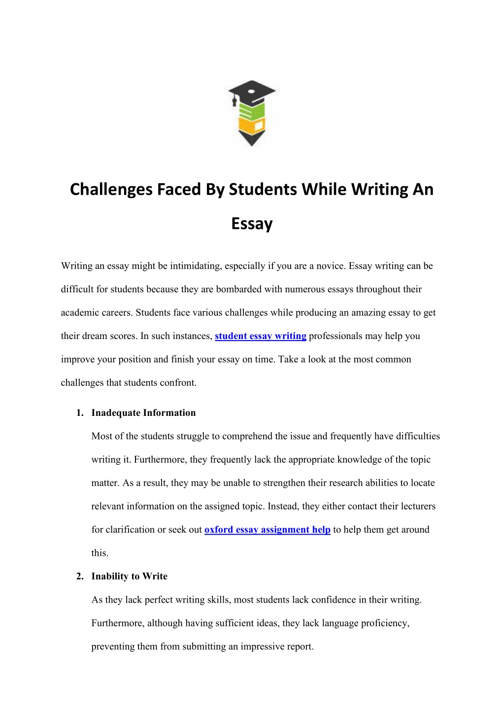 challenges while writing an essay