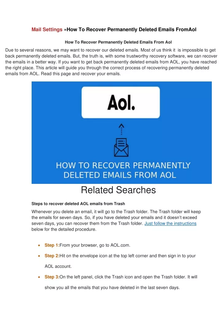 how to get back deleted emails on aol email