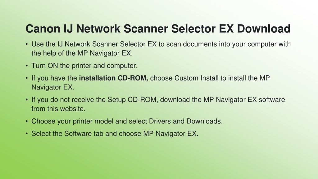 ij network scanner selector ex menu