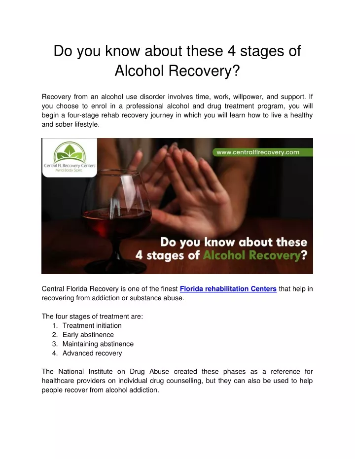 PPT - Central Fl Recovery - Do you know about these 4 stages of Alcohol ...