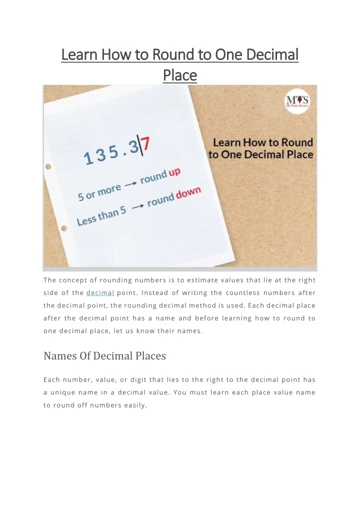 PPT - Learn How to Round to One Decimal Place PowerPoint Presentation ...