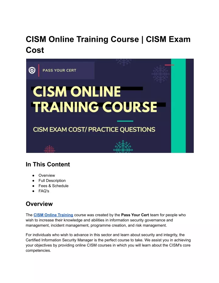 PPT CISM Online Training Course CISM Exam Cost PowerPoint