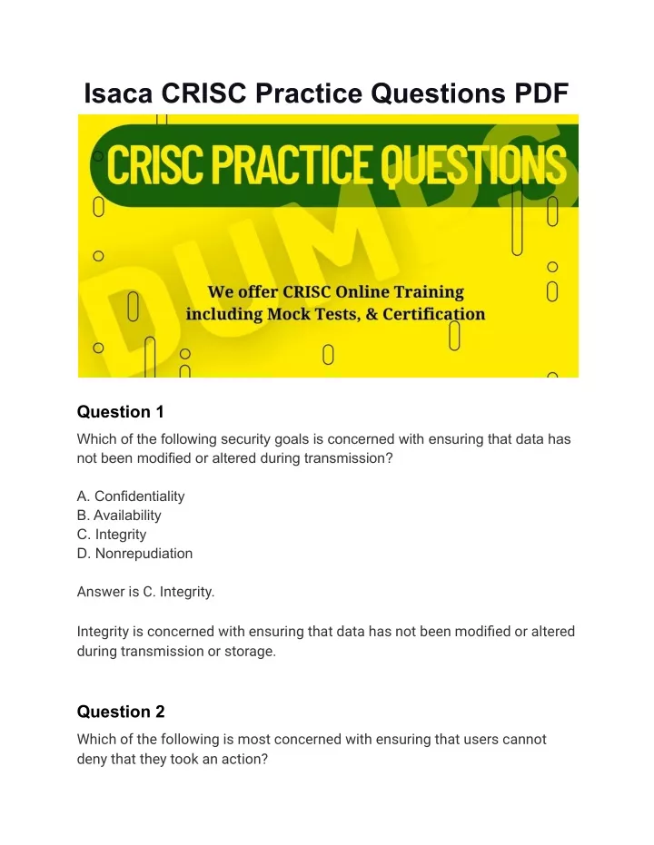 CRISC Latest Exam Format