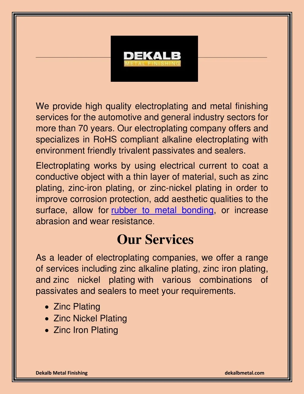 PPT Electroplating Metal Finishing Services at Dekalb Metal Finishing