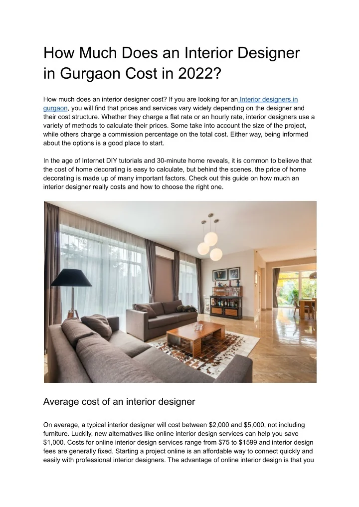 PPT How Much Does an Interior Designer in Gurgaon Cost in 2022