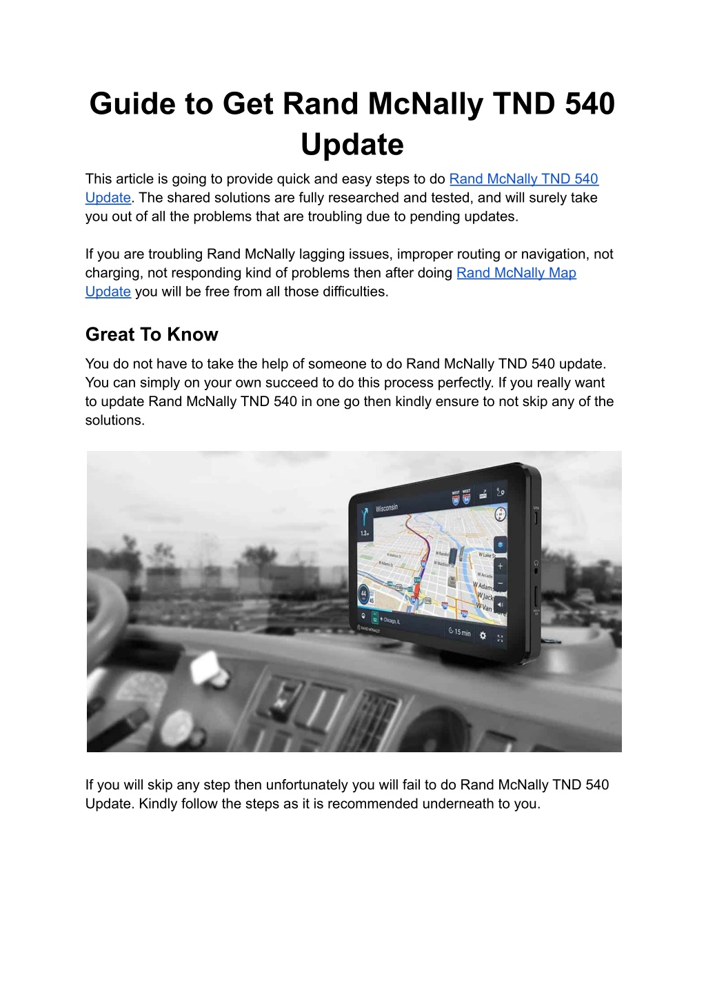 PPT Guide to Get Rand McNally TND 540 Update PowerPoint Presentation