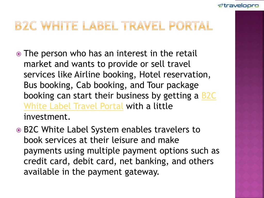 PPT - B2C B2B White Label Travel Portal PowerPoint Presentation, Free Download - ID:11174396