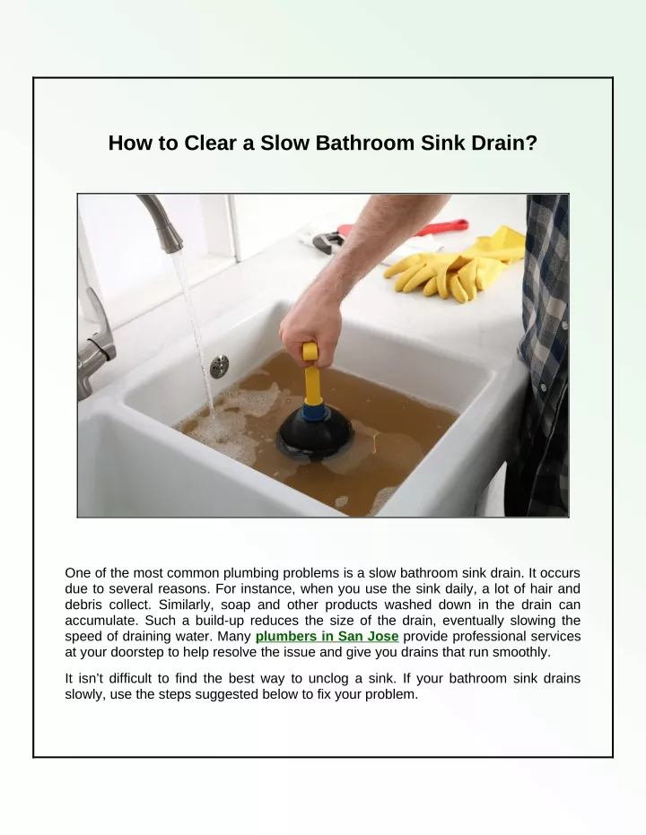 How To Clear A Slow Bathroom Sink Drain