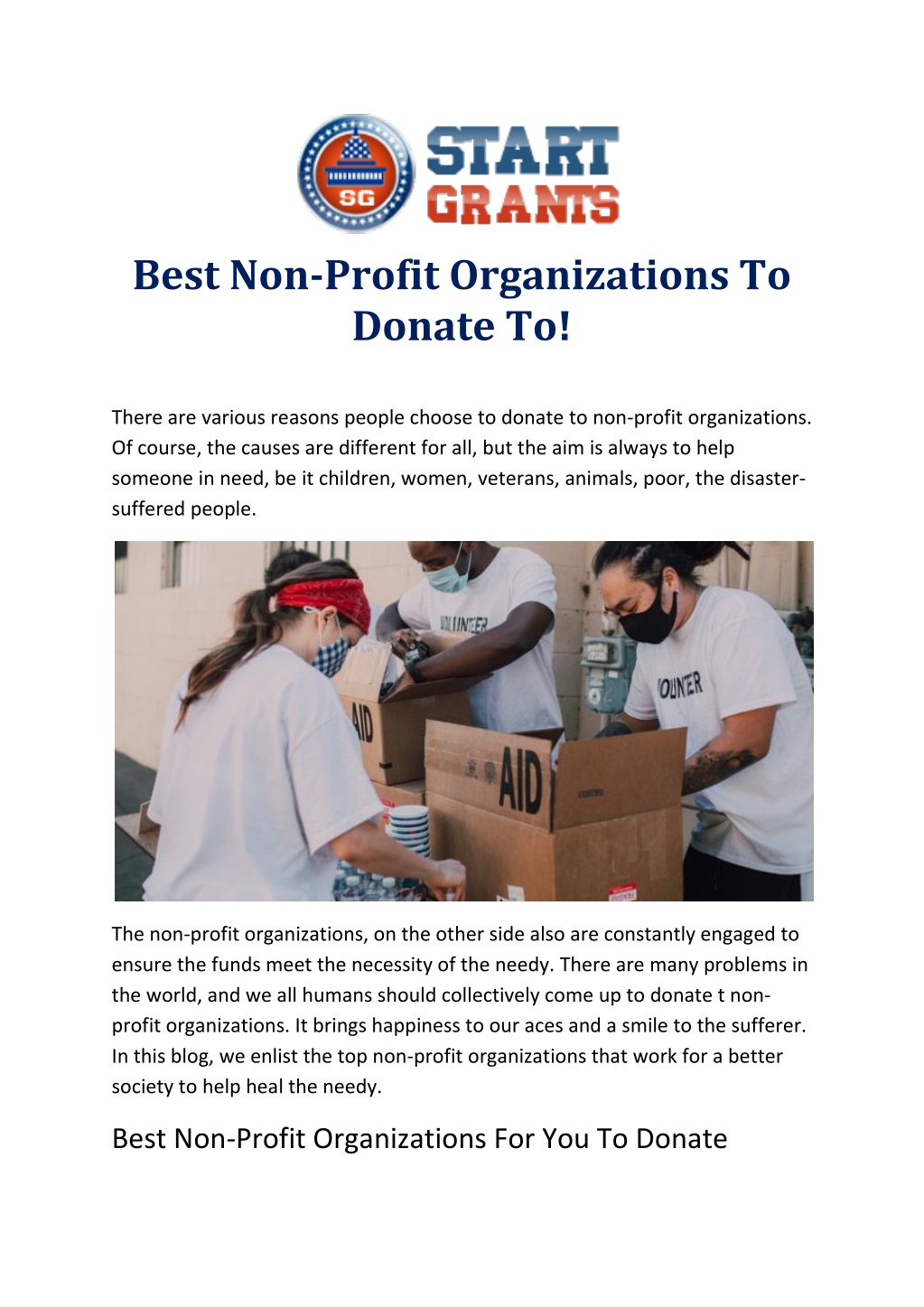 Non Profit Organizations To Donate To