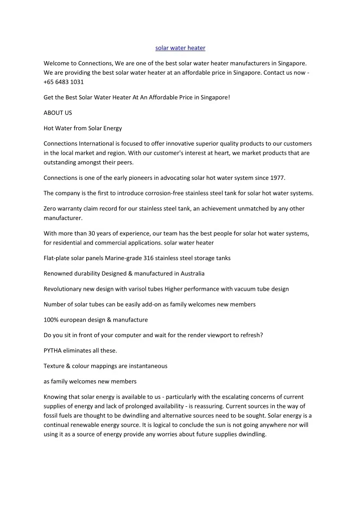 PPT solar water heaterconverted PowerPoint Presentation, free