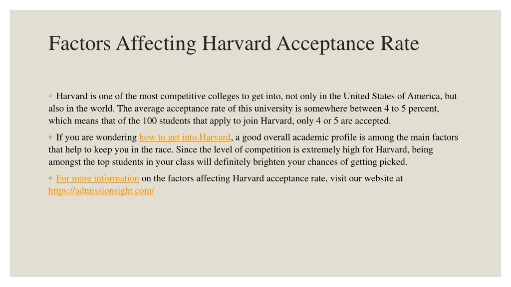 PPT Factors Affecting Harvard Acceptance Rate PowerPoint Presentation