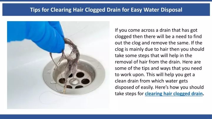 Ppt Tips For Clearing Hair Clogged Drain For Easy Water Disposal