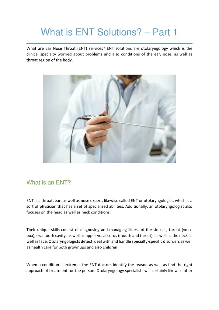 PPT - What is ENT Solutions – Part 1 PowerPoint Presentation, free ...
