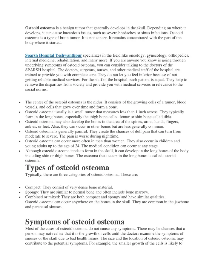 Ppt - Is It Possible For Osteoid Osteoma To Become Cancerous 