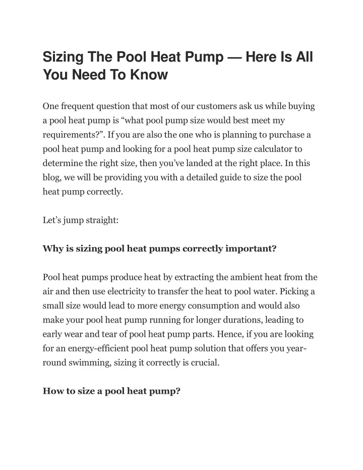 ppt-sizing-the-pool-heat-pump-here-is-all-you-need-to-know