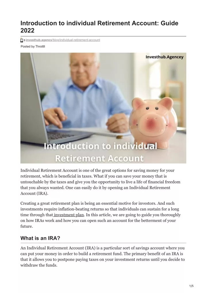 PPT - Introduction To Individual Retirement Account Guide 2022 ...