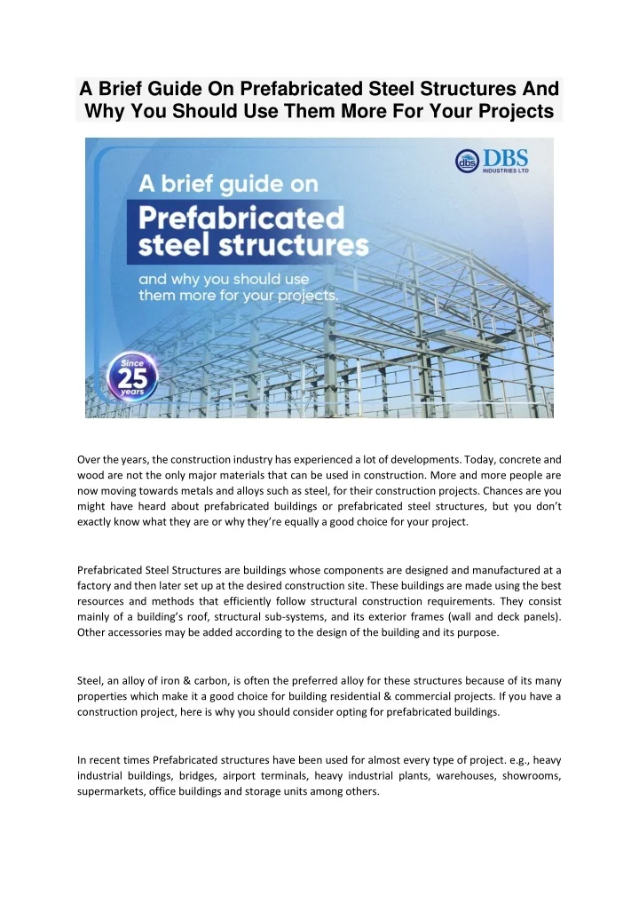PPT prefabricated steel structures PowerPoint Presentation, free