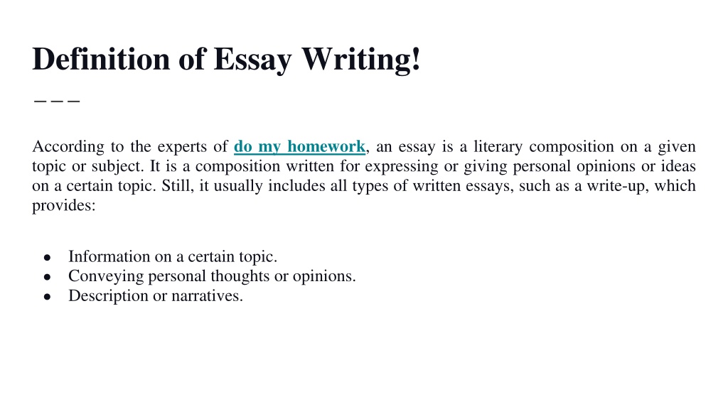 characteristics of essay writing slideshare