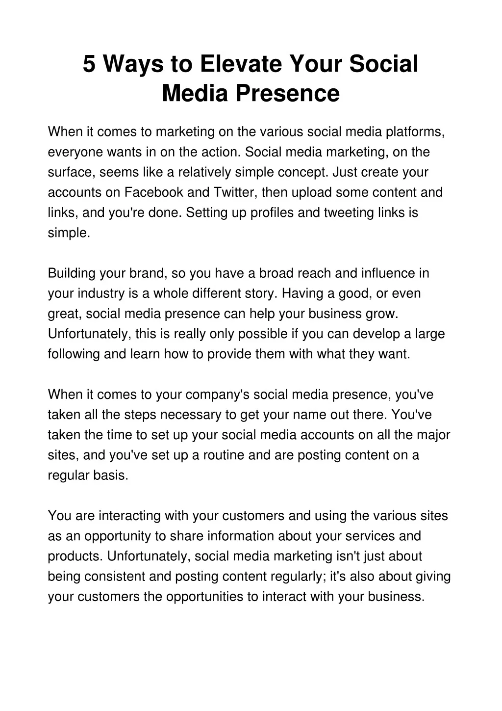 PPT - 5 Ways to Elevate Your Social Media Presence PowerPoint ...