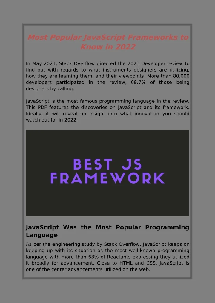 PPT - Most Popular JavaScript Frameworks to Know in 2022 PowerPoint ...