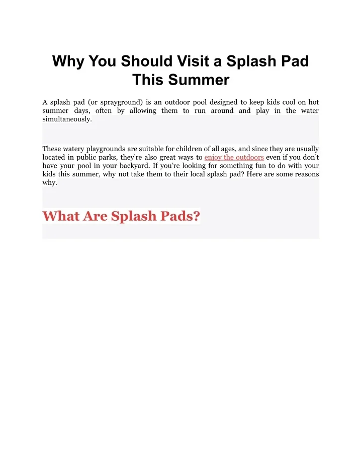 PPT Why You Should Visit a Splash Pad This Summer PowerPoint