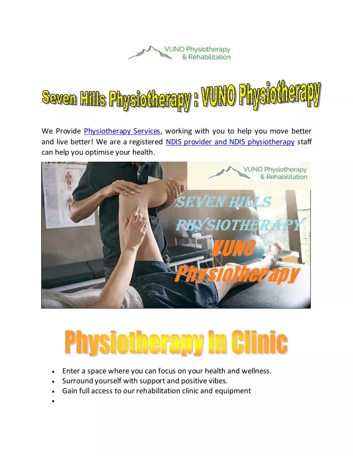 Seven Hills Physiotherapy VUNO Physiotherapy