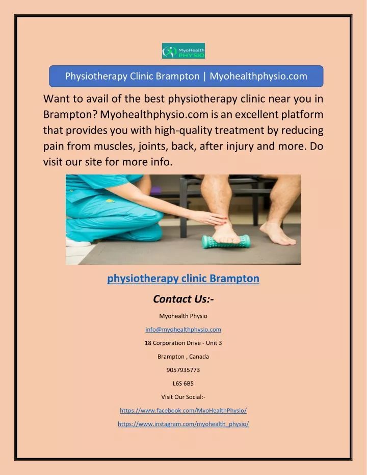 PPT - Physiotherapy Clinic Brampton | Myohealthphysio.com PowerPoint ...
