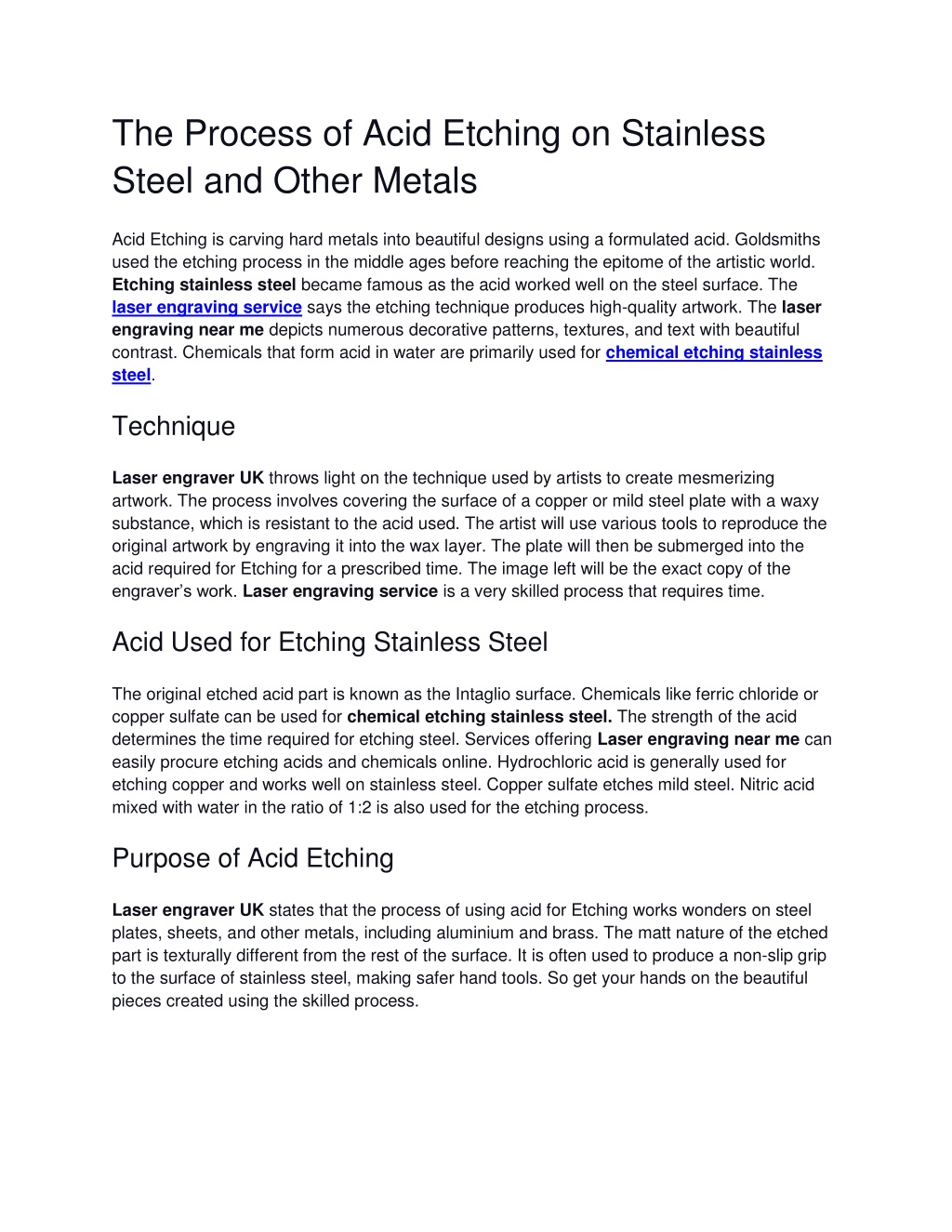 PPT - The Process of Acid Etching on Stainless Steel and Other Metals ...