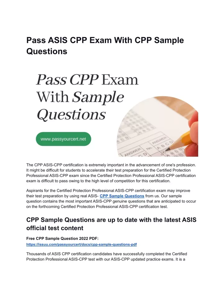 ppt-pass-asis-cpp-exam-with-cpp-sample-questions-powerpoint