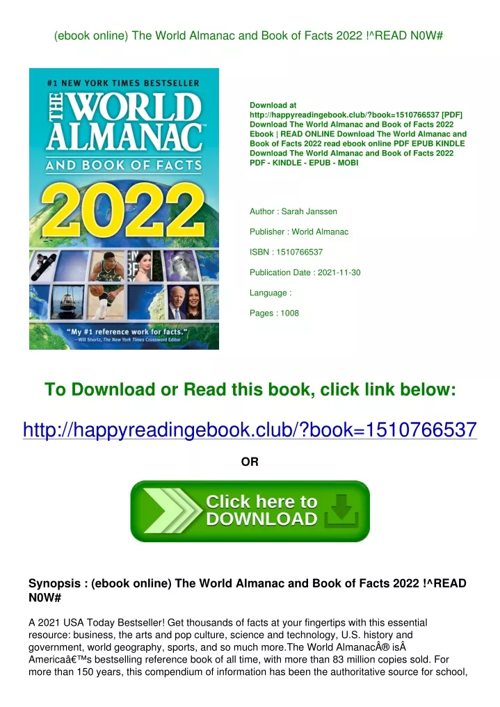 PPT (ebook online) The World Almanac and Book of Facts 2022 !^READ